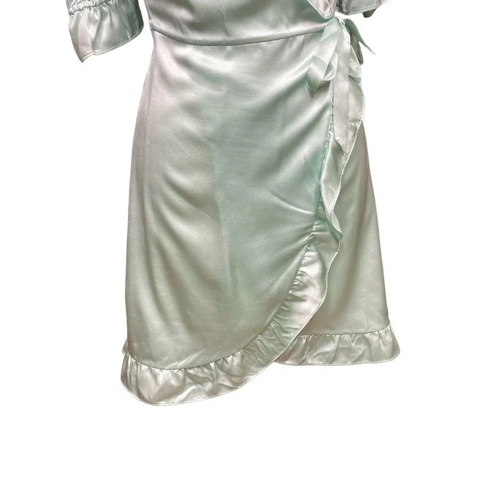 Hill House The Nima Silk Wrap Dress in Mint Size Small - Picture 6 of 12